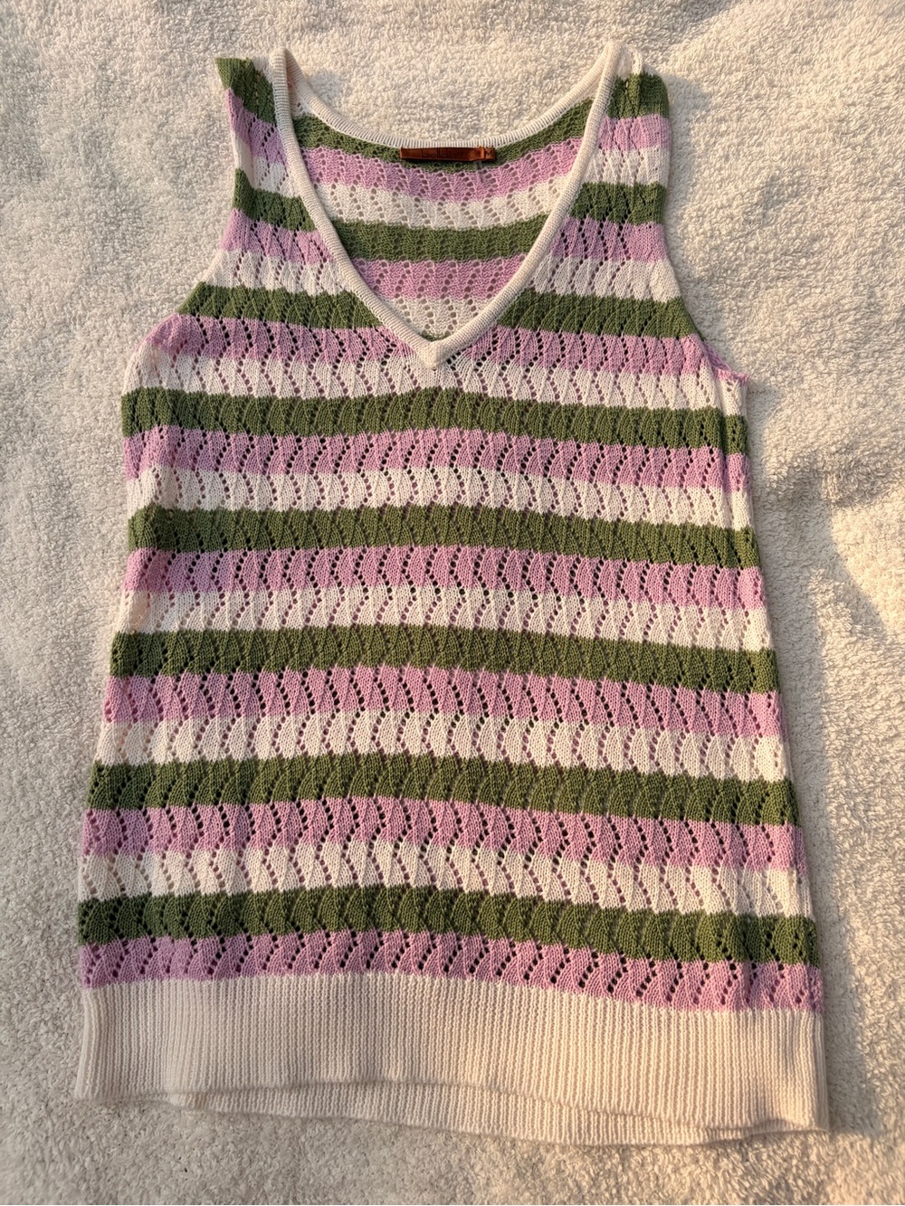 Knitted Y2K Pink and Green Cotton Top